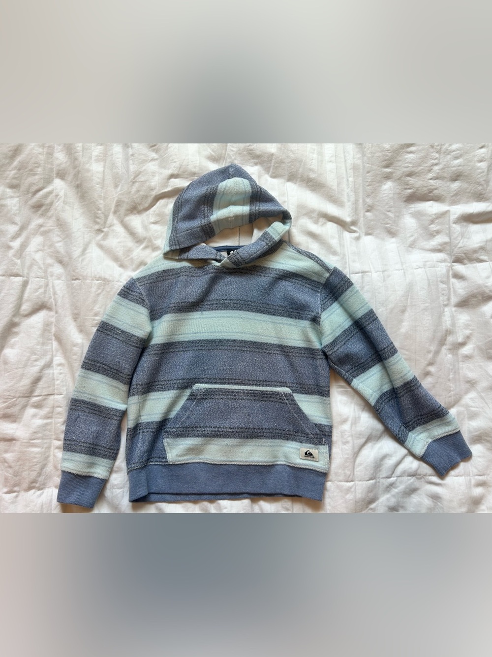 Boys Quiksilver Great Otway Striped Hoodie in Light Blue